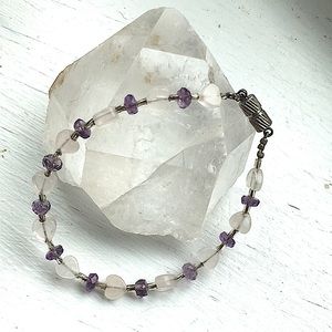 Amethyst and Rose Quartz Magnetic Clasp Bracelet